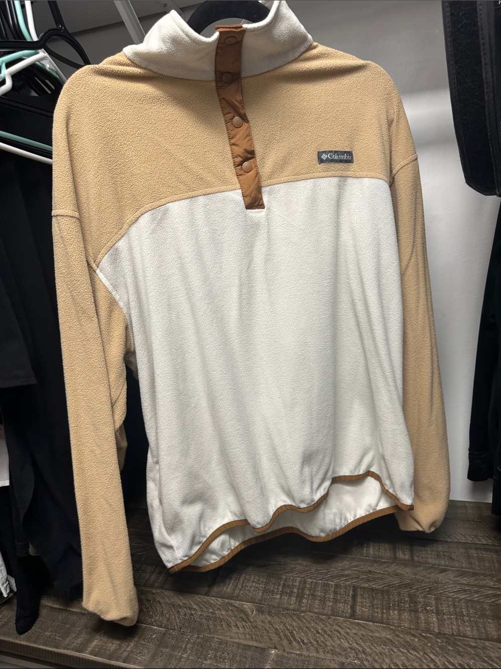 Women's Columbia Two-Tone Cream and Tan Snap Pullover Fleece